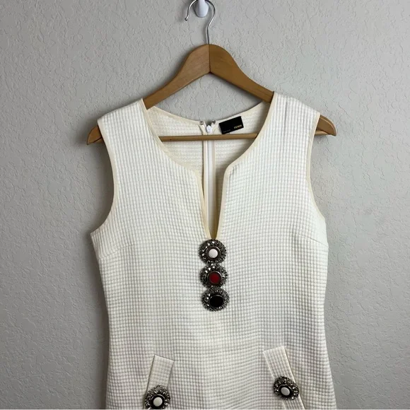 Fendi Dress Textured Sleeveless Mini Jewel Embellished Shift - Picture 3 of 16